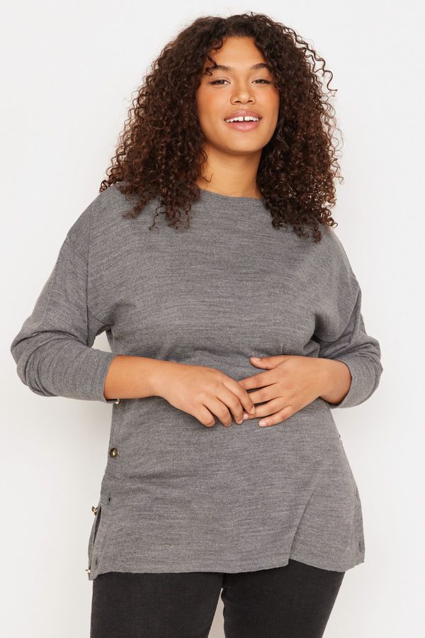 Trendyol Trendyol Curve Plus Size Sweater - Gray - Regular fit