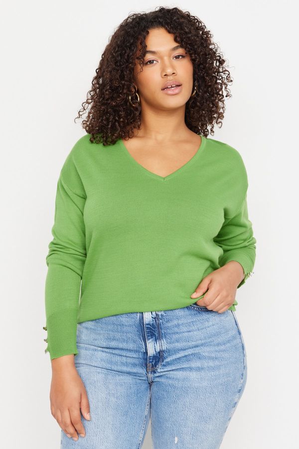 Trendyol Trendyol Curve Plus Size Sweater - Green - Relaxed fit