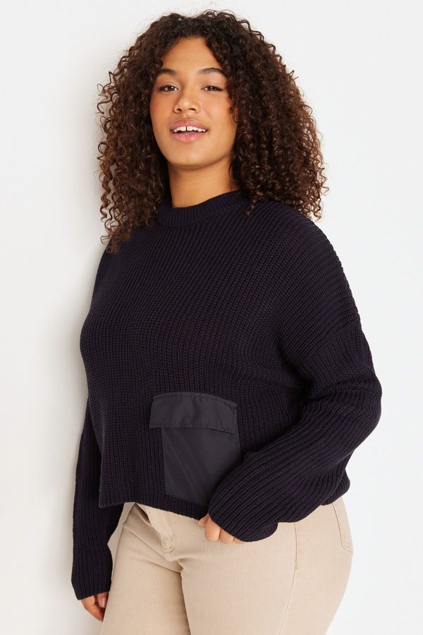 Trendyol Trendyol Curve Plus Size Sweater - Navy blue - Relaxed fit