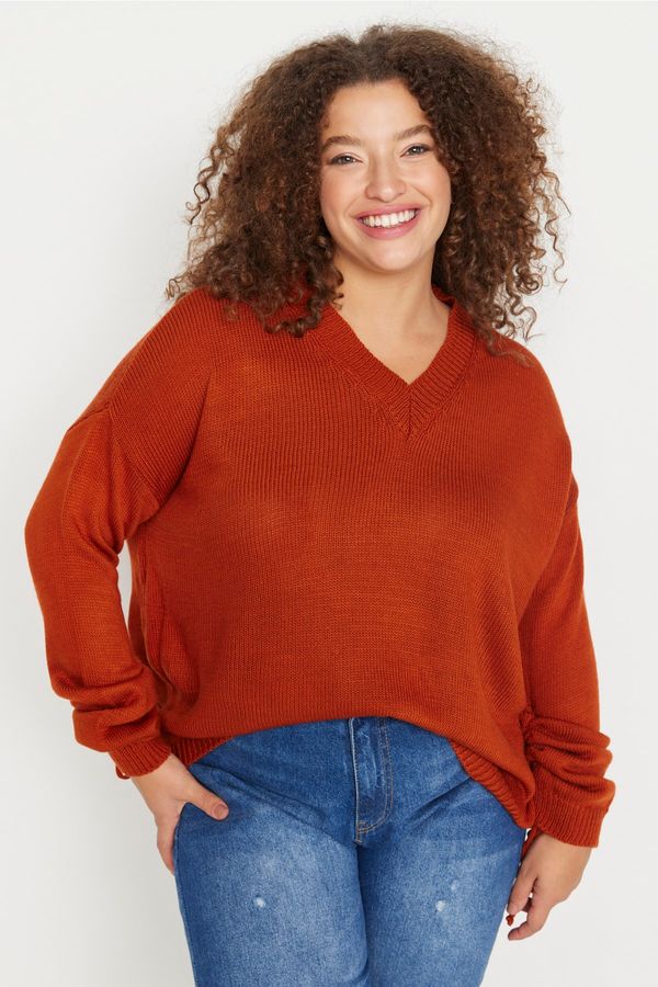 Trendyol Trendyol Curve Plus Size Sweater - Orange - Regular fit