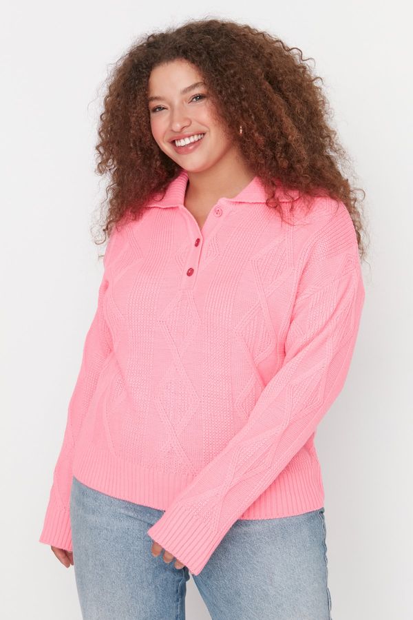 Trendyol Trendyol Curve Plus Size Sweater - Pink - Regular fit