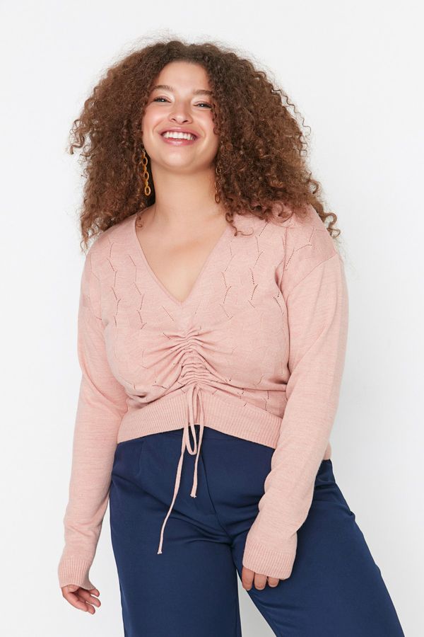 Trendyol Trendyol Curve Plus Size Sweater - Pink - Regular fit