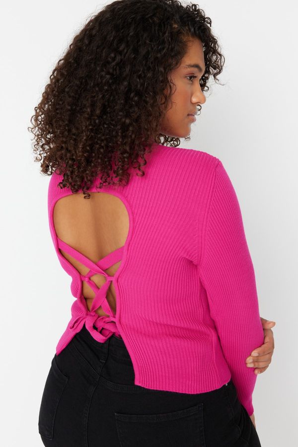 Trendyol Trendyol Curve Plus Size Sweater - Pink - Slim fit