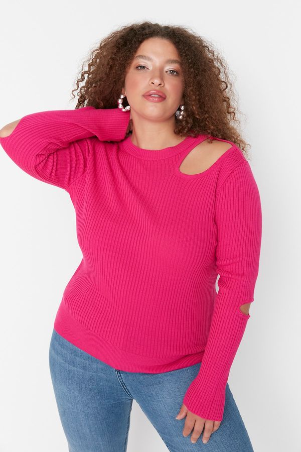 Trendyol Trendyol Curve Plus Size Sweater - Pink - Slim fit