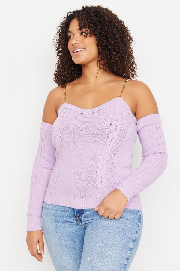 Trendyol Trendyol Curve Plus Size Sweater - Purple - Fitted