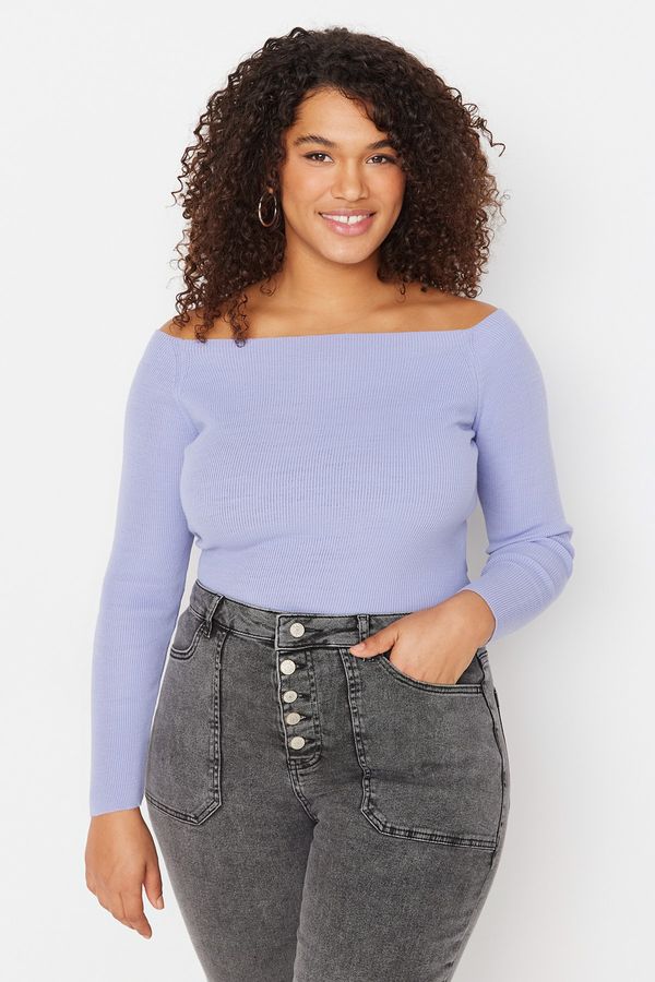 Trendyol Trendyol Curve Plus Size Sweater - Purple - Fitted