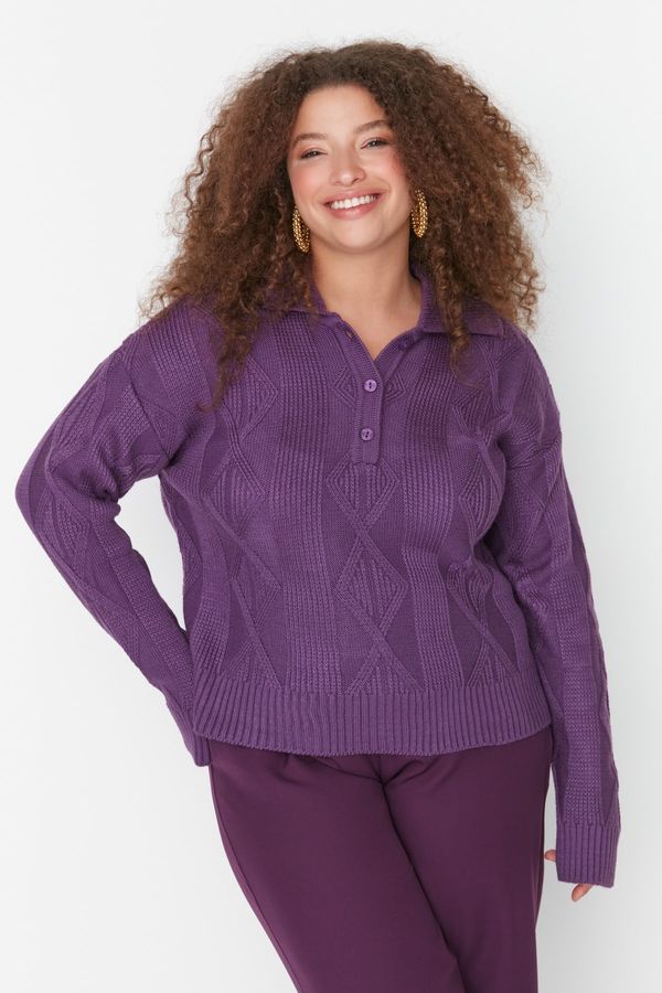 Trendyol Trendyol Curve Plus Size Sweater - Purple - Regular fit