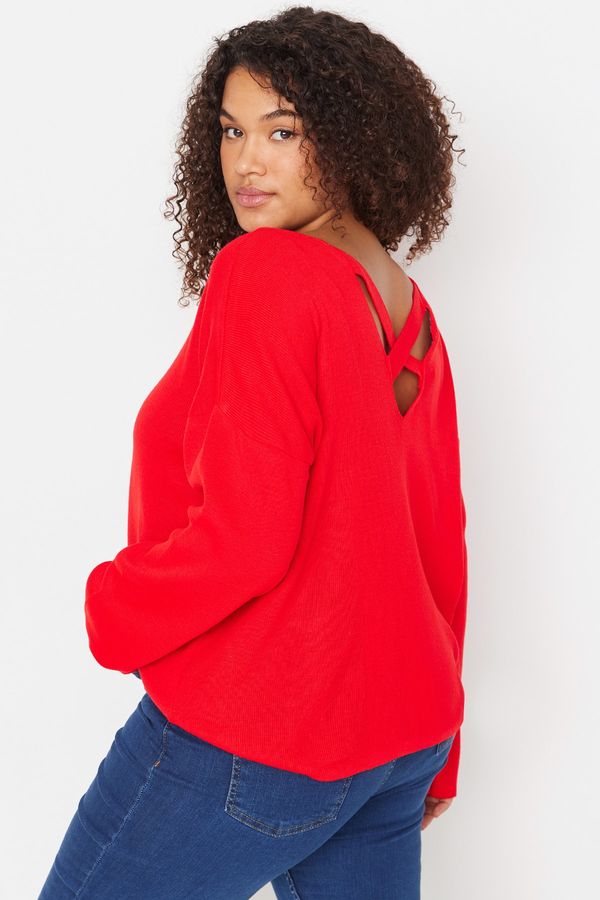 Trendyol Trendyol Curve Plus Size Sweater - Red - Regular fit