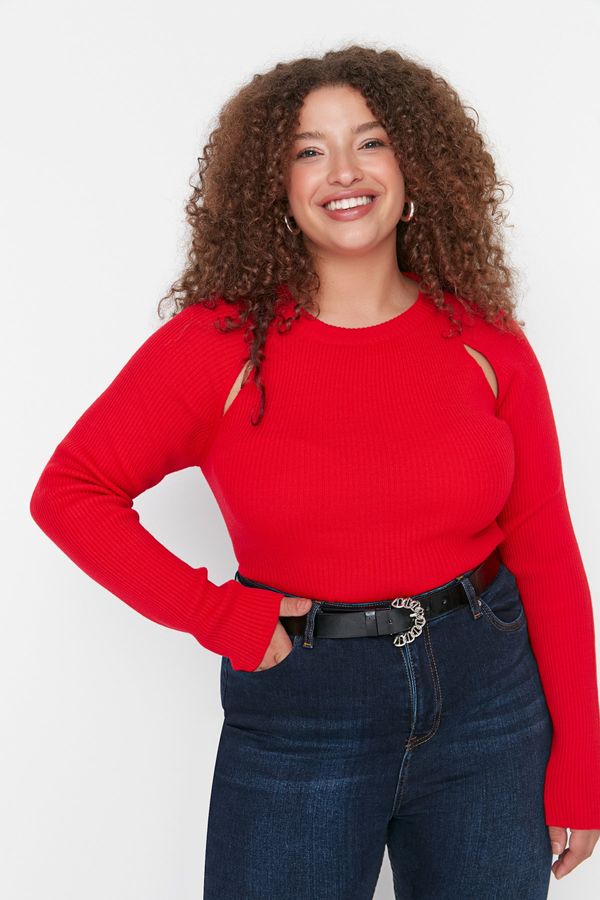 Trendyol Trendyol Curve Plus Size Sweater - Red - Regular fit
