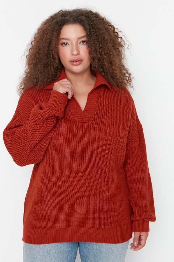 Trendyol Trendyol Curve Plus Size Sweater - Red - Relaxed fit