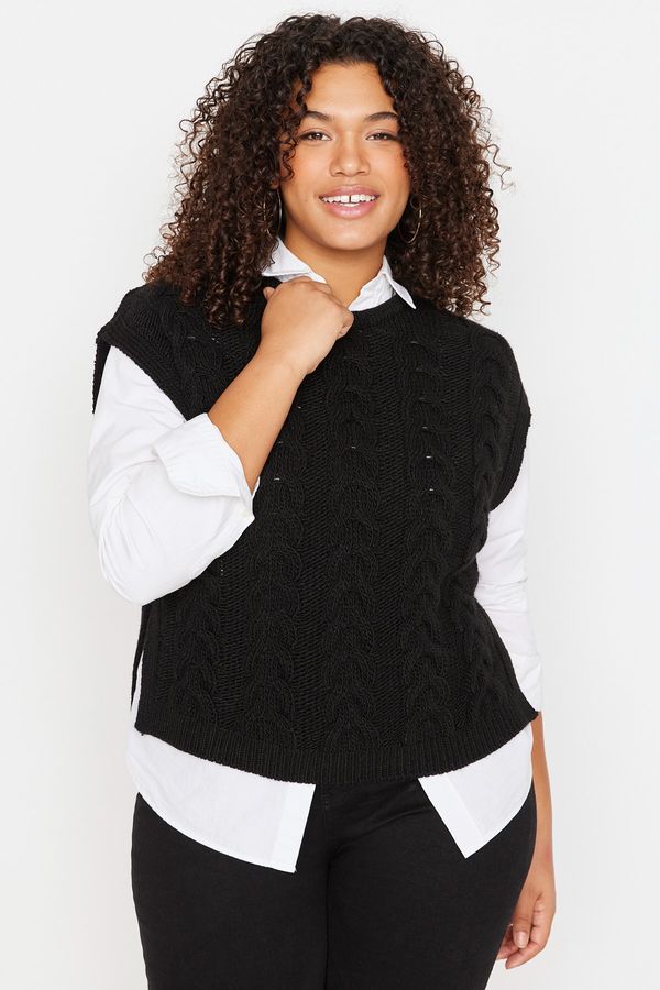 Trendyol Trendyol Curve Plus Size Sweater Vest - Black - Relaxed fit