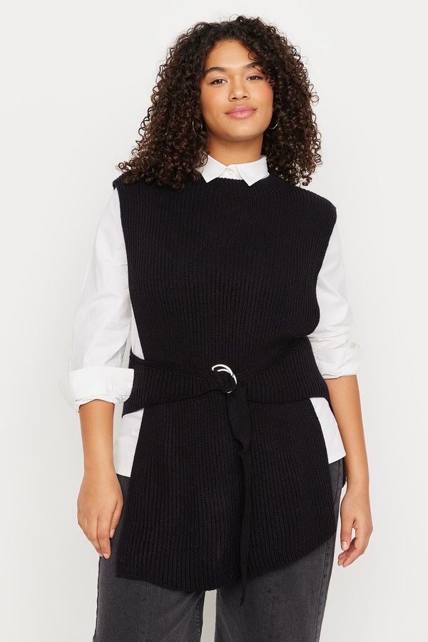 Trendyol Trendyol Curve Plus Size Sweater Vest - Black - Relaxed fit