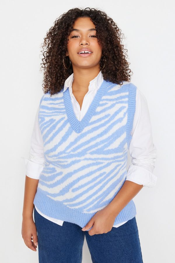 Trendyol Trendyol Curve Plus Size Sweater Vest - Blue