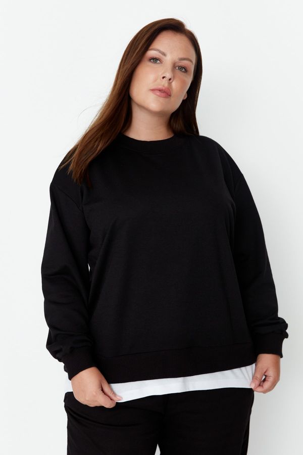 Trendyol Trendyol Curve Plus Size Sweatshirt - Black - Regular fit