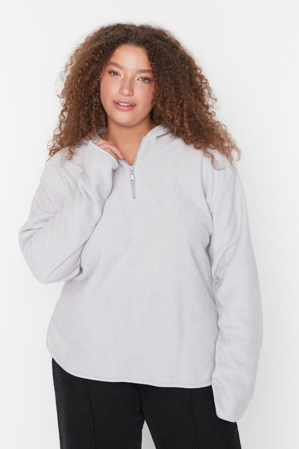 Trendyol Trendyol Curve Plus Size Sweatshirt - Gray - Oversize