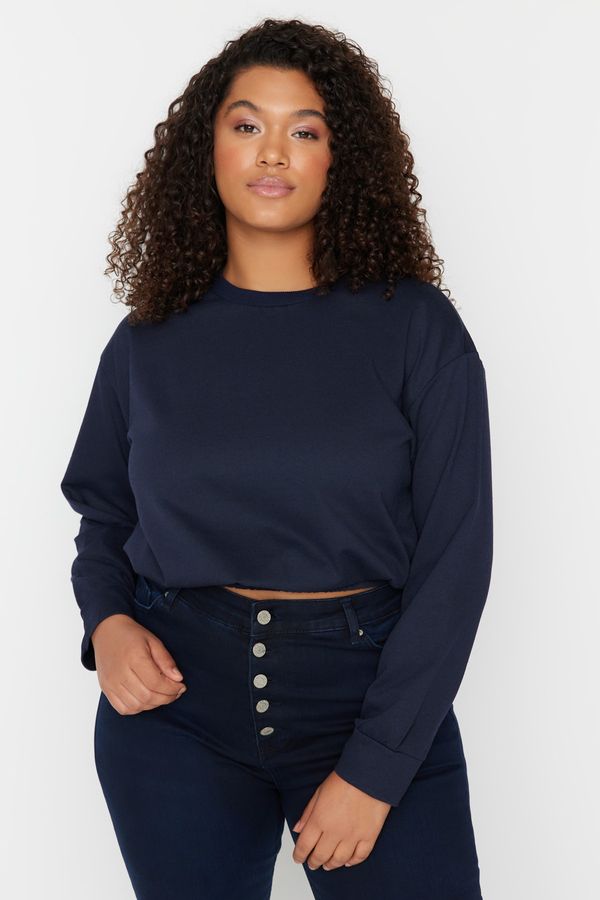 Trendyol Trendyol Curve Plus Size Sweatshirt - Navy blue - Regular