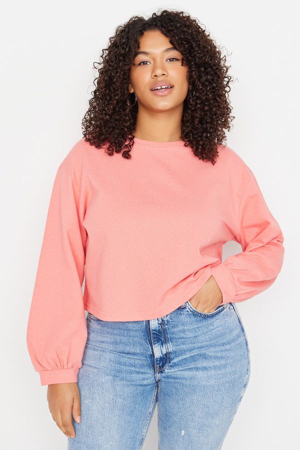 Trendyol Trendyol Curve Plus Size Sweatshirt - Orange - Regular