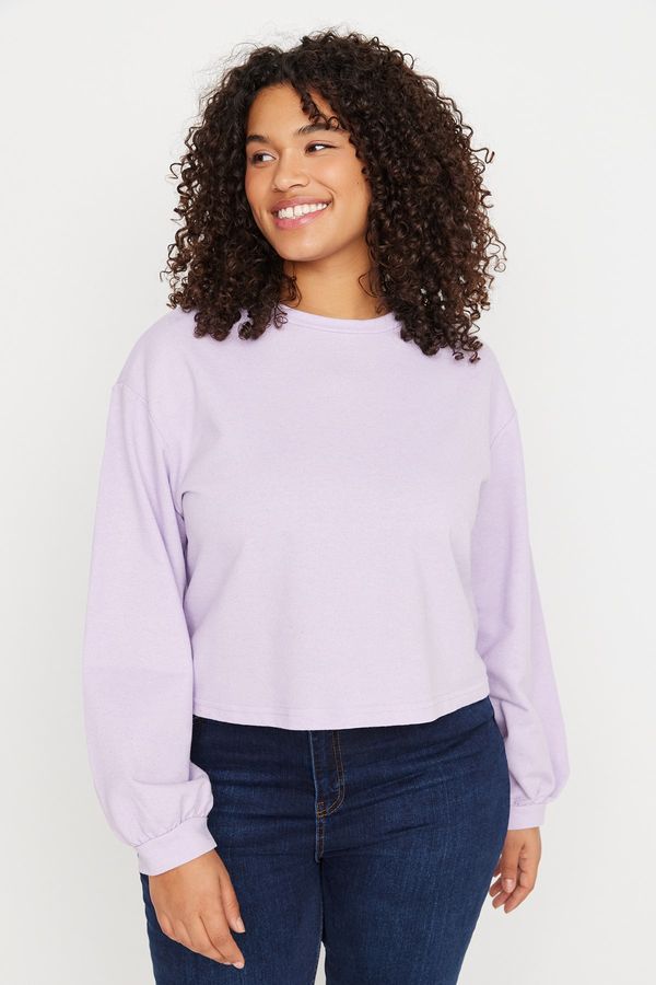 Trendyol Trendyol Curve Plus Size Sweatshirt - Purple - Regular