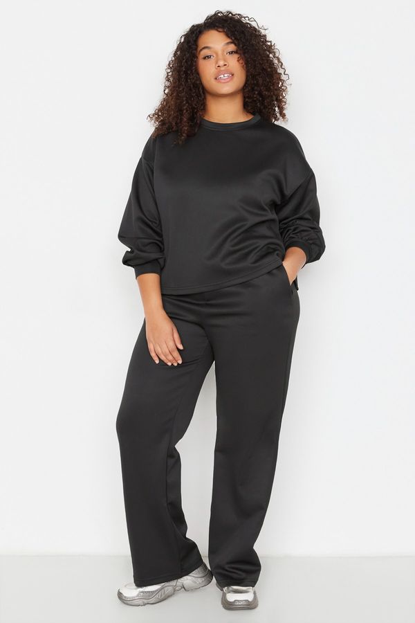 Trendyol Trendyol Curve Plus Size Sweatsuit Set - Black - Oversize