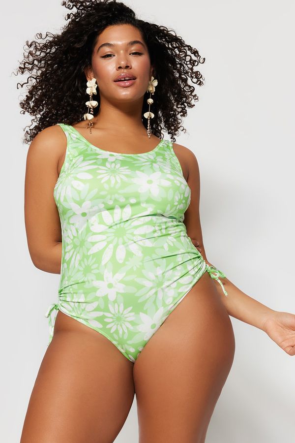 Trendyol Trendyol Curve Plus Size Swimsuit - Green - Animal print
