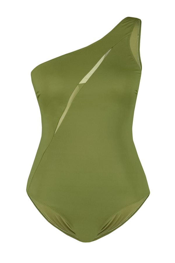 Trendyol Trendyol Curve Plus Size Swimsuit - Green - Plain