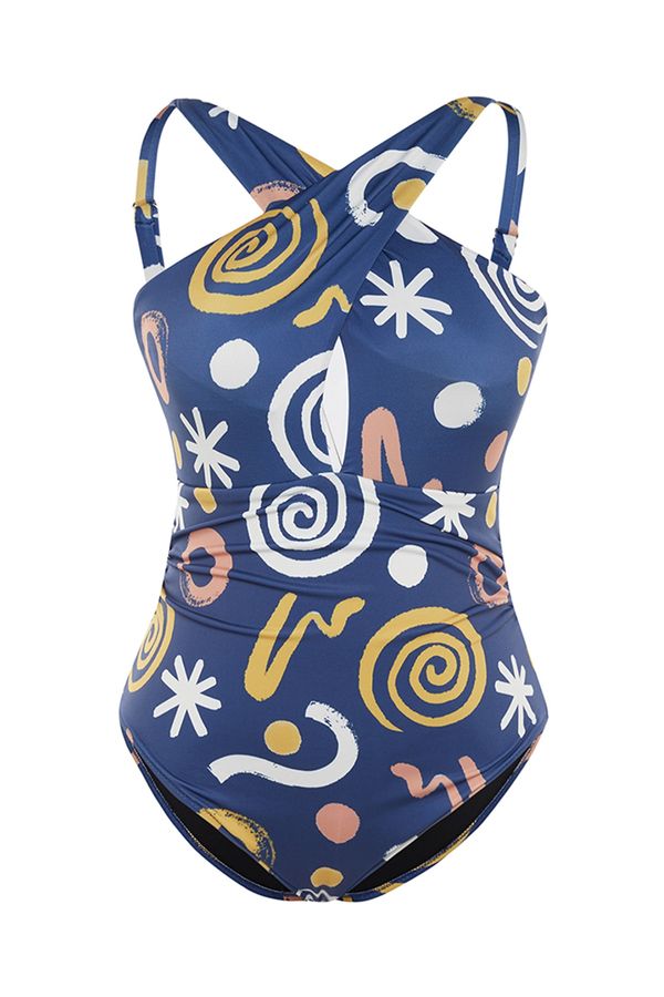 Trendyol Trendyol Curve Plus Size Swimsuit - Multi-color - Geometric pattern