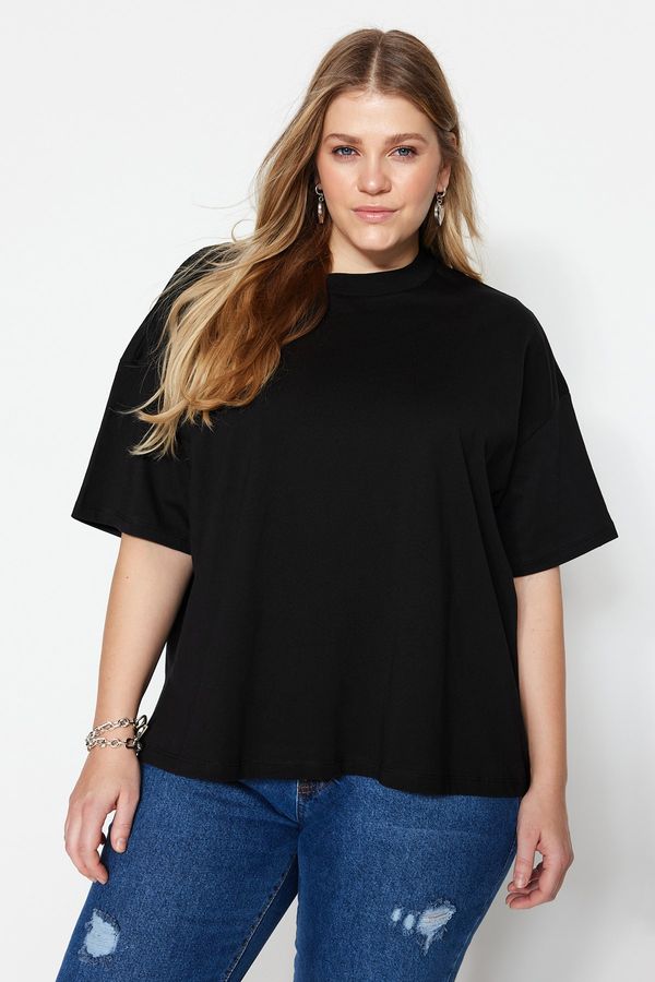 Trendyol Trendyol Curve Plus Size T-Shirt - Black - Oversize