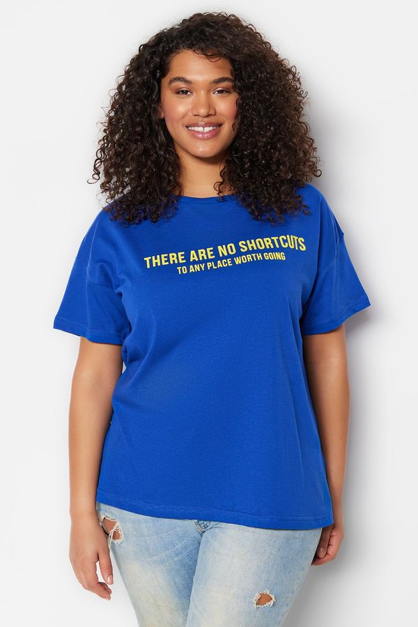 Trendyol Trendyol Curve Plus Size T-Shirt - Blue - Regular