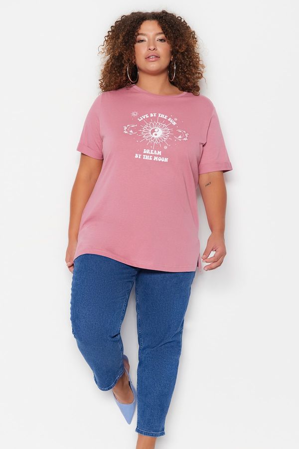 Trendyol Trendyol Curve Plus Size T-Shirt - Pink - Relaxed fit