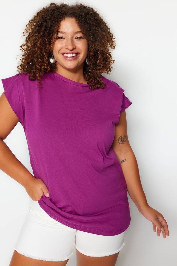 Trendyol Trendyol Curve Plus Size T-Shirt - Purple - Relaxed fit