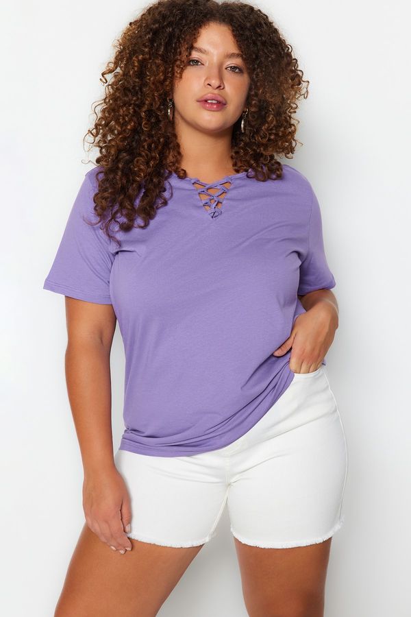 Trendyol Trendyol Curve Plus Size T-Shirt - Purple - Relaxed fit