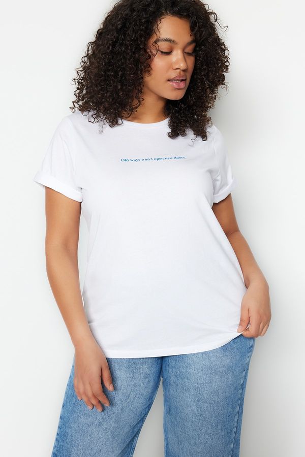 Trendyol Trendyol Curve Plus Size T-Shirt - White - Regular