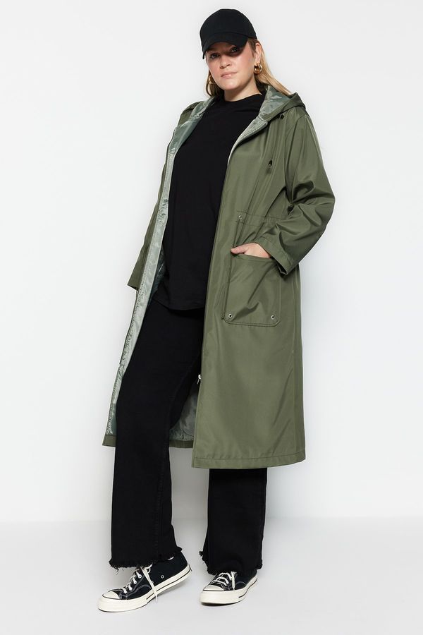 Trendyol Trendyol Curve Plus Size Trench Coat - Khaki - Parkas