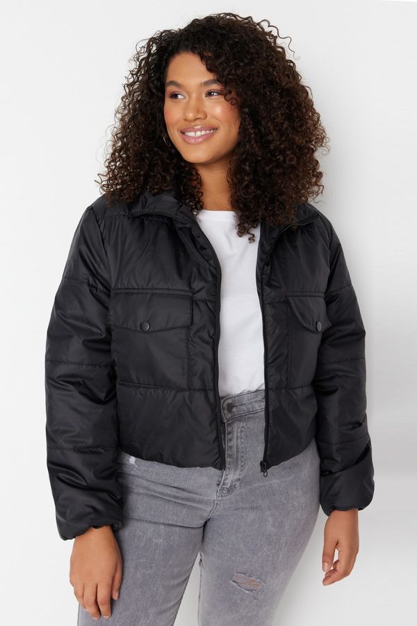 Trendyol Trendyol Curve Plus Size Winterjacket - Black - Crop