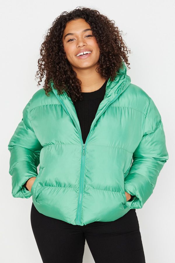 Trendyol Trendyol Curve Plus Size Winterjacket - Green - Puffer