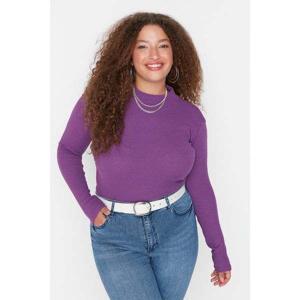 Trendyol Trendyol Curve Purple Long Sleeve Knitted Blouse