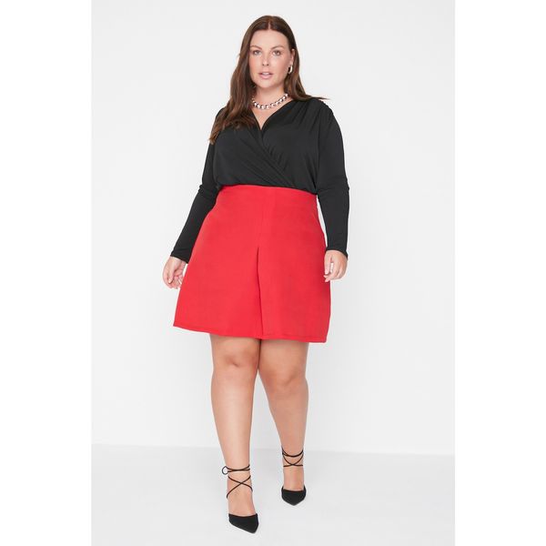 Trendyol Trendyol Curve Red Pleated Mini Woven Skirt