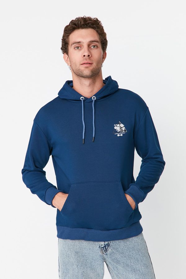 Trendyol Trendyol Dark Blue Men's Relaxed Fit Hoodie Sweatshirt