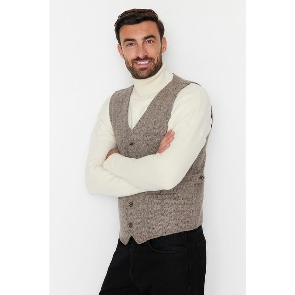 Trendyol Trendyol Dark Brown Men's Regular Fit Herringbone Vest