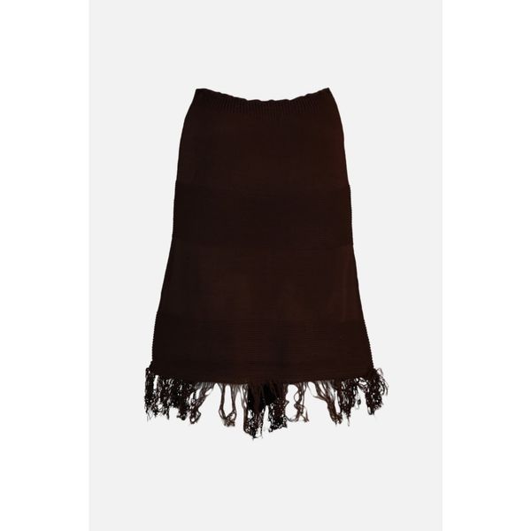 Trendyol Trendyol Dark Brown Tassel Detailed Knitwear Skirt