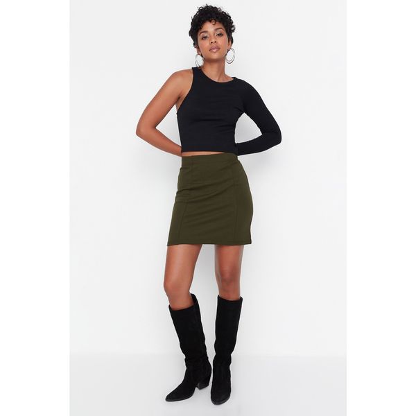 Trendyol Trendyol Dark Green Mini Knitted Skirt