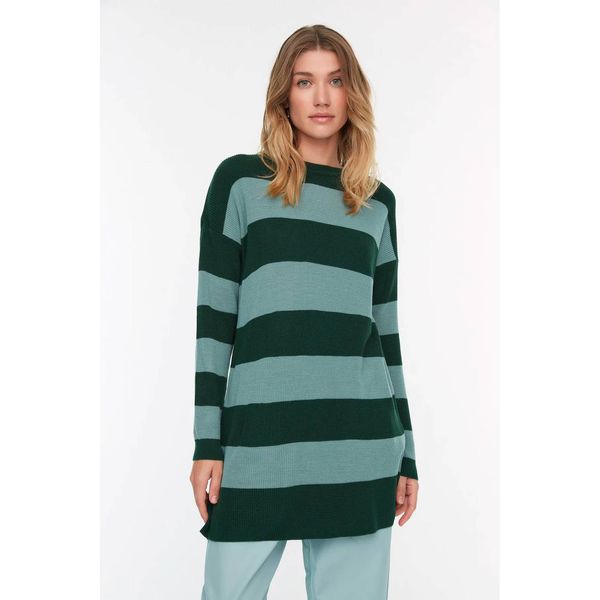 Trendyol Trendyol Dark Green Striped Knitwear Sweater