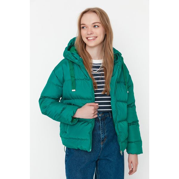 Trendyol Trendyol Dark Green Wide Cut Oversize Hooded Down Jacket