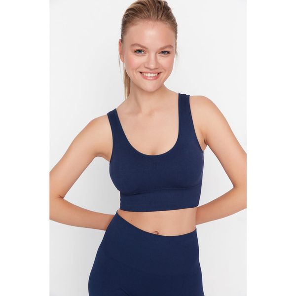 Trendyol Trendyol Dark Navy Blue Side Jacquard Detail Seamless Support Sports Bra