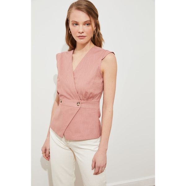 Trendyol Trendyol Dried Rose Bone Button Detailed Blouse