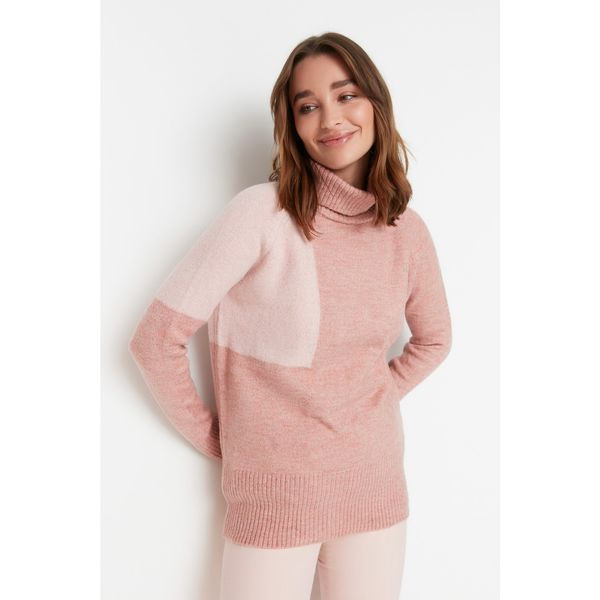 Trendyol Trendyol Dried Rose Color Block Knitwear Sweater