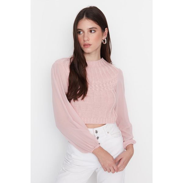 Trendyol Trendyol Dried Rose Crop Garni Detailed Knitwear Sweater