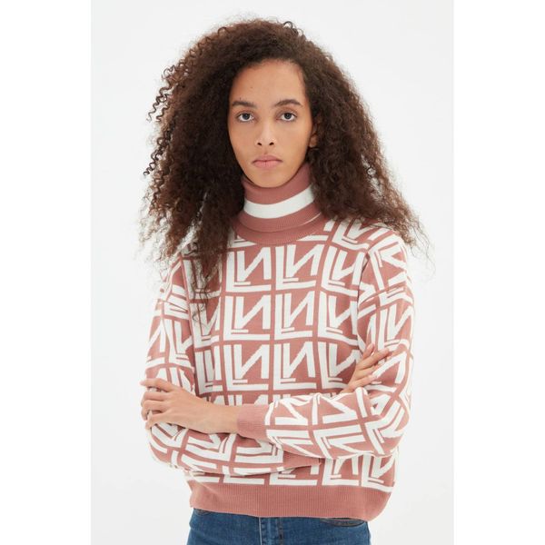 Trendyol Trendyol Dried Rose Jacquard Knitwear Sweater