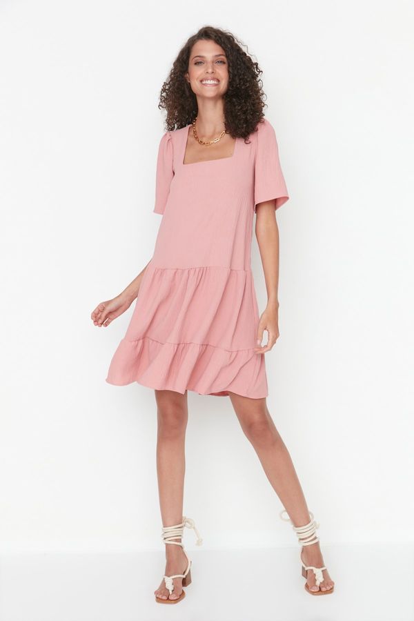 Trendyol Trendyol Dried Rose Square Collar Dress