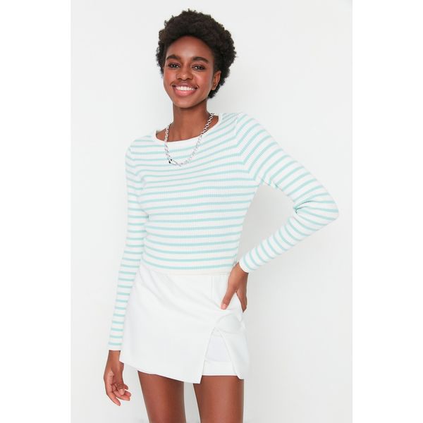 Trendyol Trendyol Ecru 100% Cotton Striped Knitwear Sweater